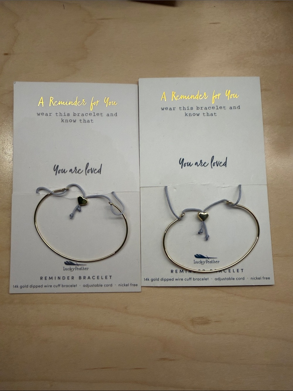 Gold Heart Reminder “You Are Loved” Bracelets — set of 2